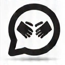 Icon representing continuous support with two hands clasped in support or a chat bubble.