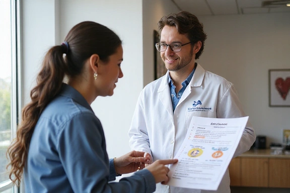 Dietitian explaining dietary changes for specific conditions