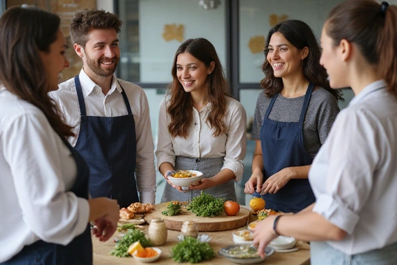Group of diverse employees participating in a corporate wellness program