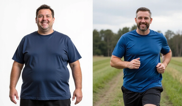 Robert, before and after his weight loss journey